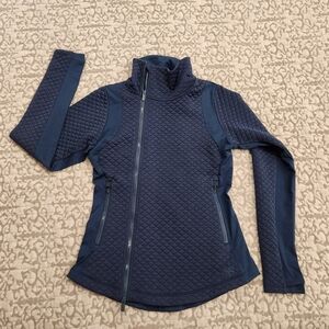 Women's Fitted New Balance Quilted Two-Tone Dark Bue With A Side Zip Jacket